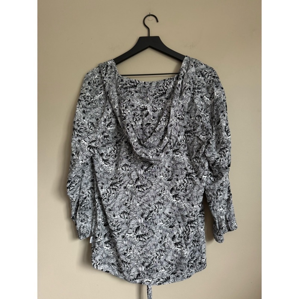 RVCA Black & White Palm Leaf Hoodie Swimsuit Cover-Up - Picture 2 of 2
